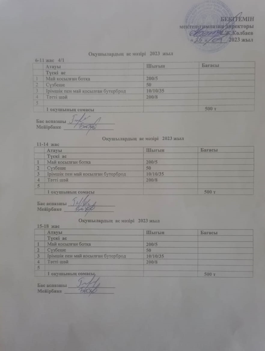 Ас мәзірі