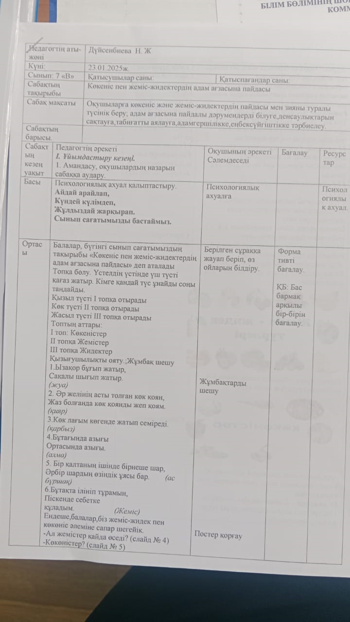 Көкеніс пен жеміс-жидектің адам ағзасына пайдасы